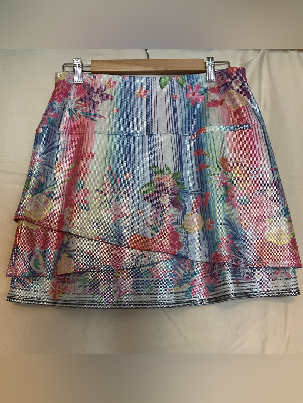 Lucky in Love Floral Multicolor Tiered A-Line golf/pickleball Skort